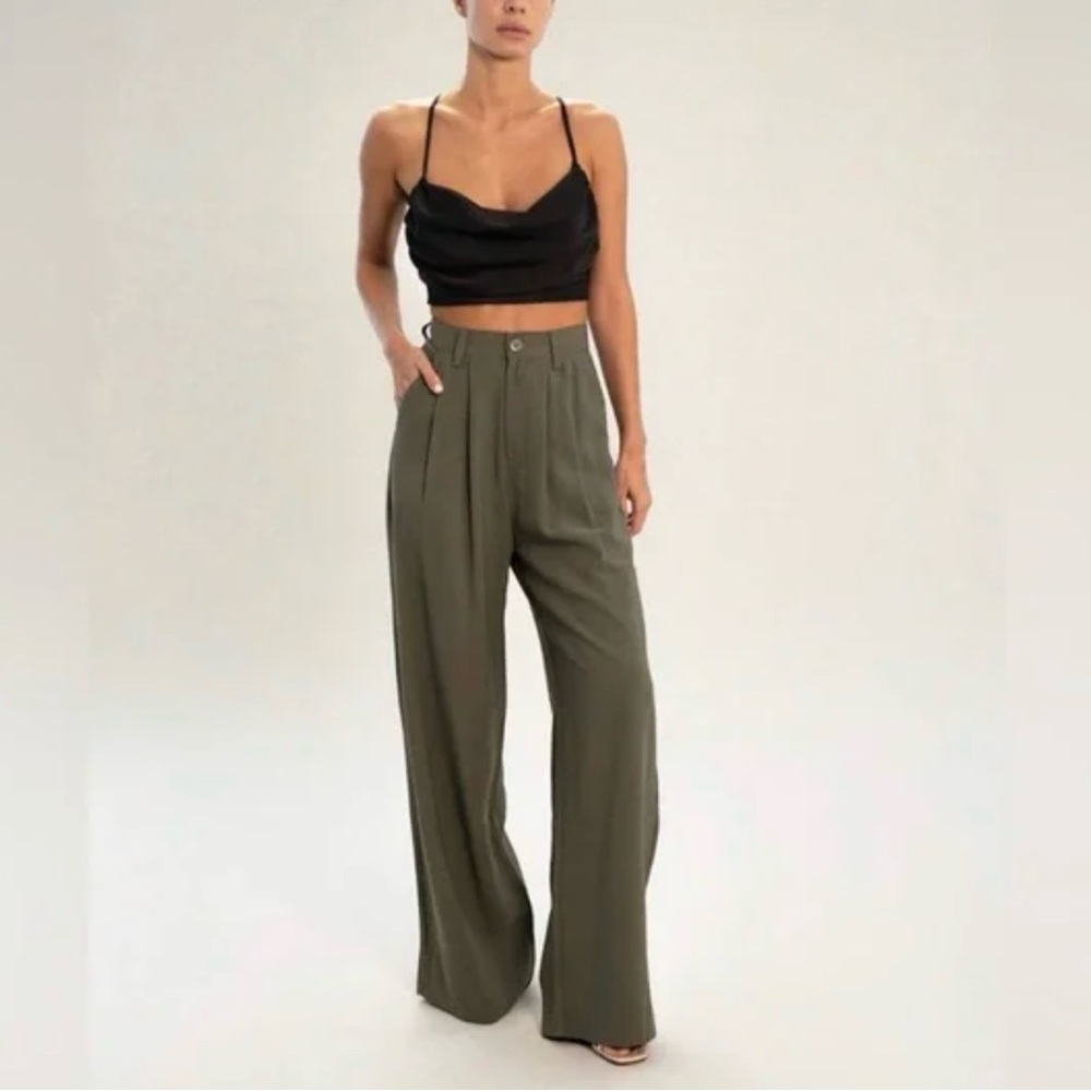 NONchalant Olive Wide-Leg Pants